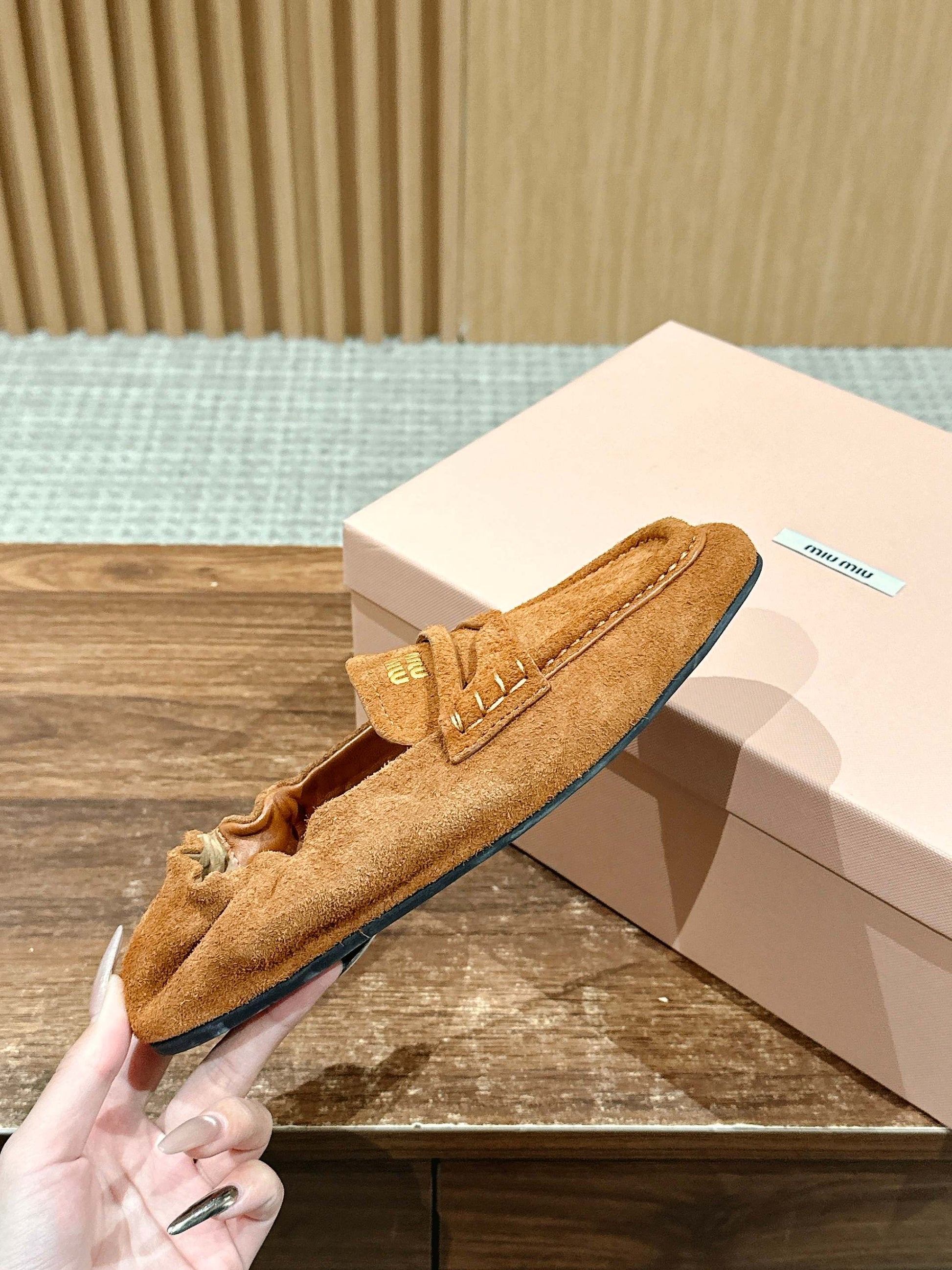Miu Miu Suede Loafers, Sand