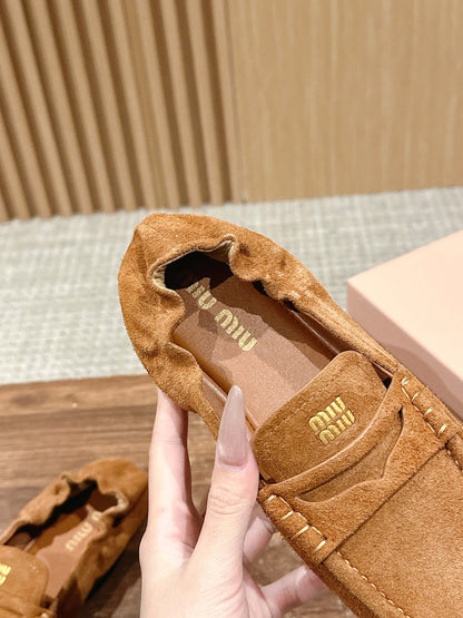 Miu Miu Suede Loafers, Sand