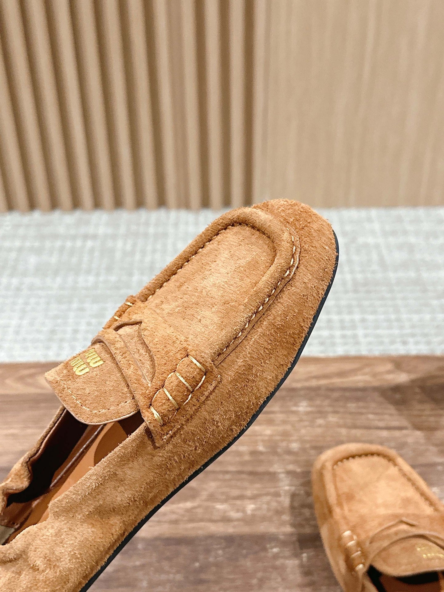 Miu Miu Suede Loafers, Sand