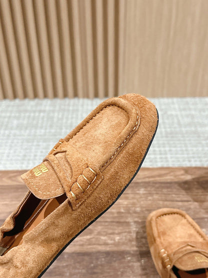 Miu Miu Suede Loafers, Sand