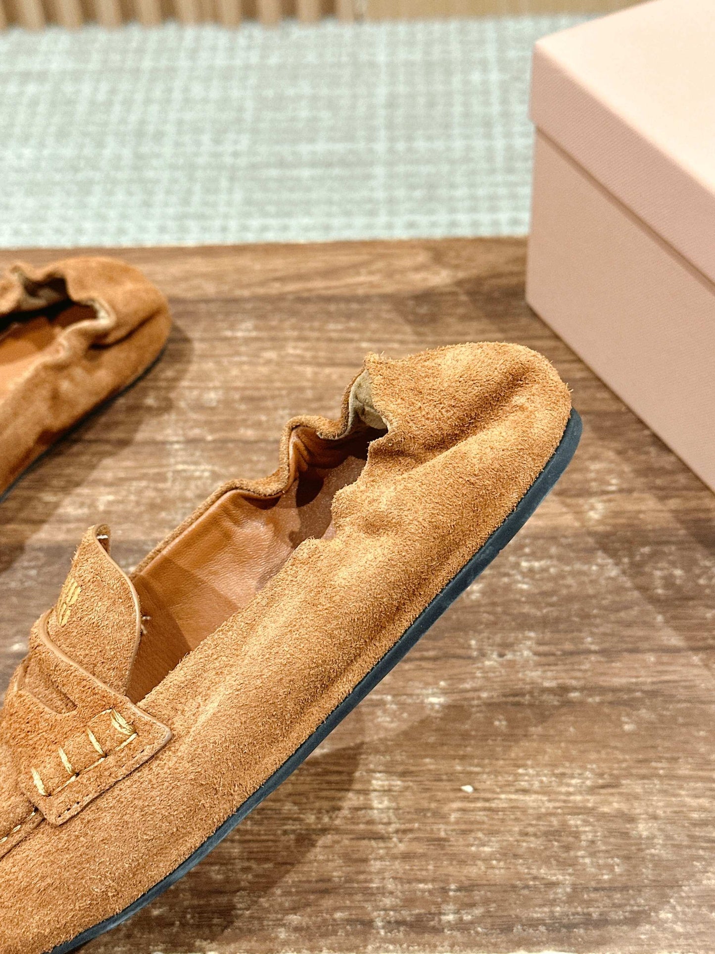 Miu Miu Suede Loafers, Sand