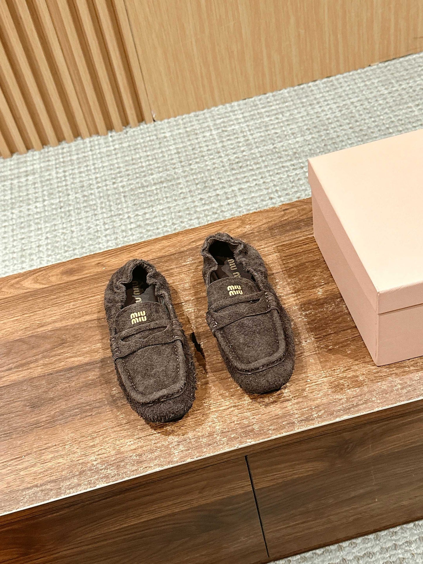 Miu Miu Suede Loafers, Brown