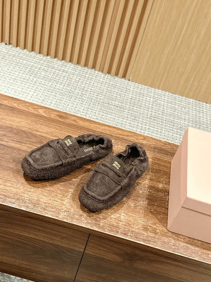 Miu Miu Suede Loafers, Brown