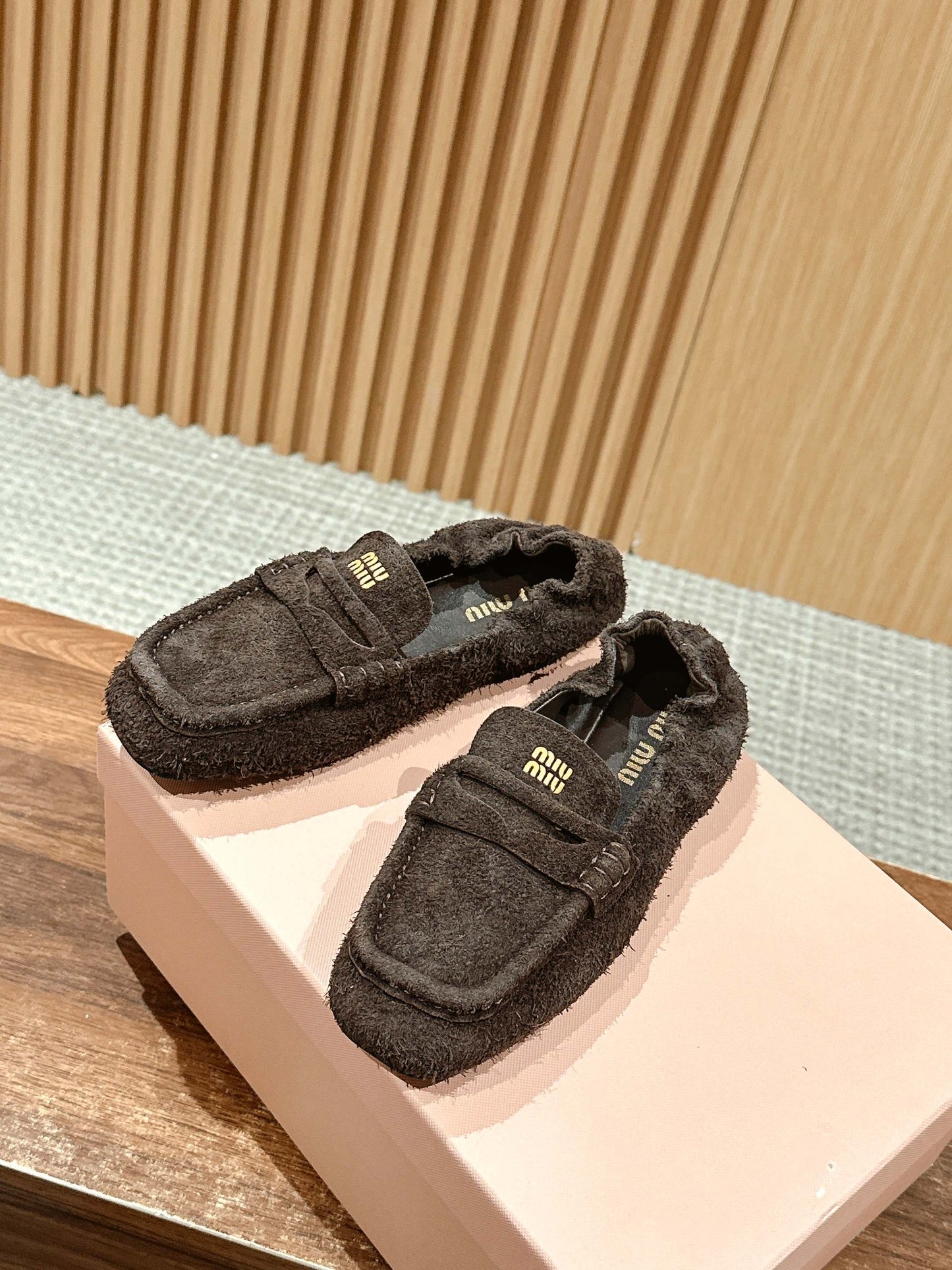 Miu Miu Suede Loafers, Brown