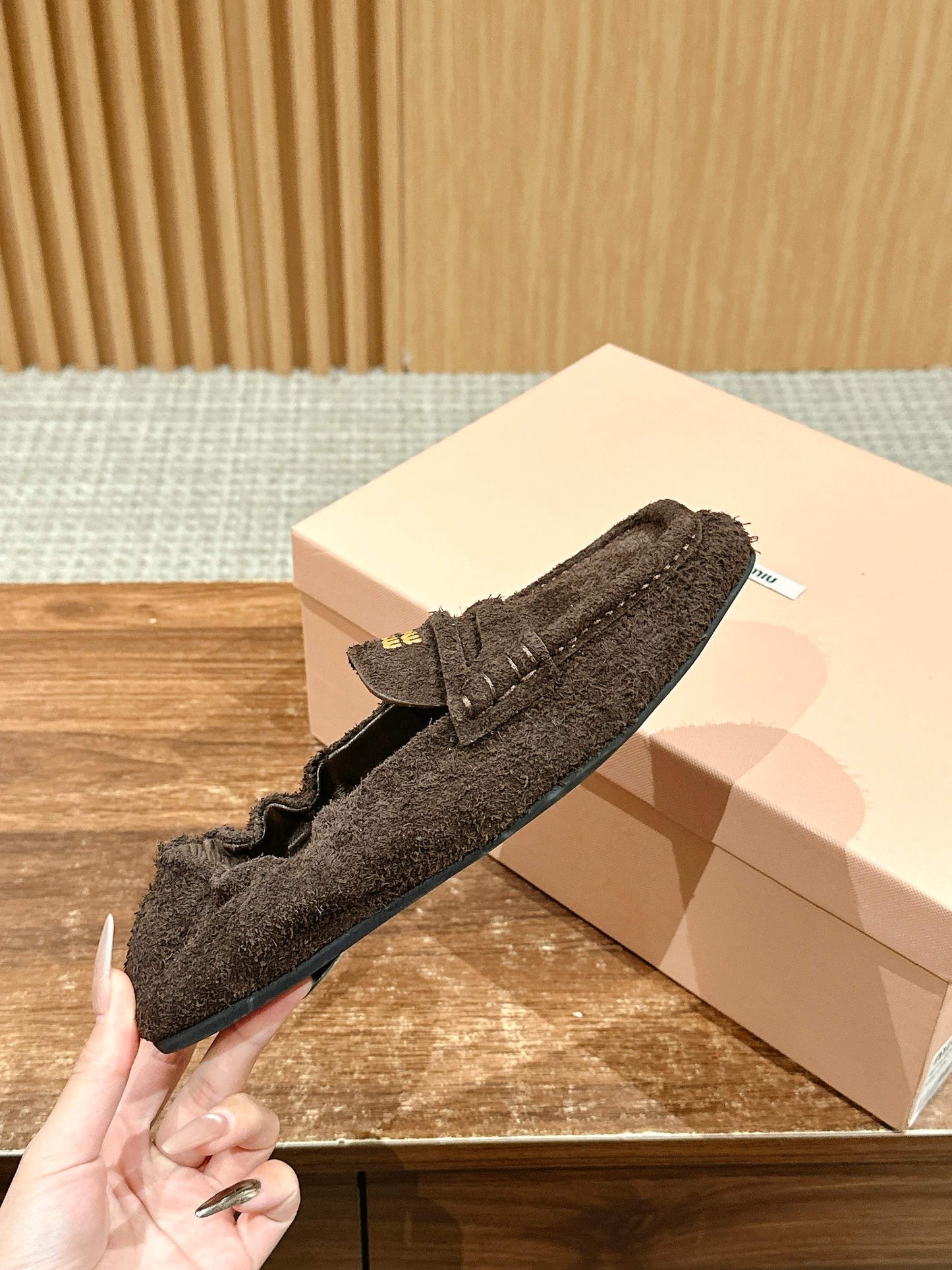 Miu Miu Suede Loafers, Brown