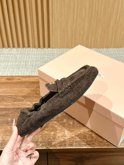 Miu Miu Suede Loafers, Brown
