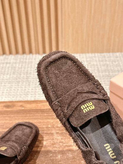 Miu Miu Suede Loafers, Brown