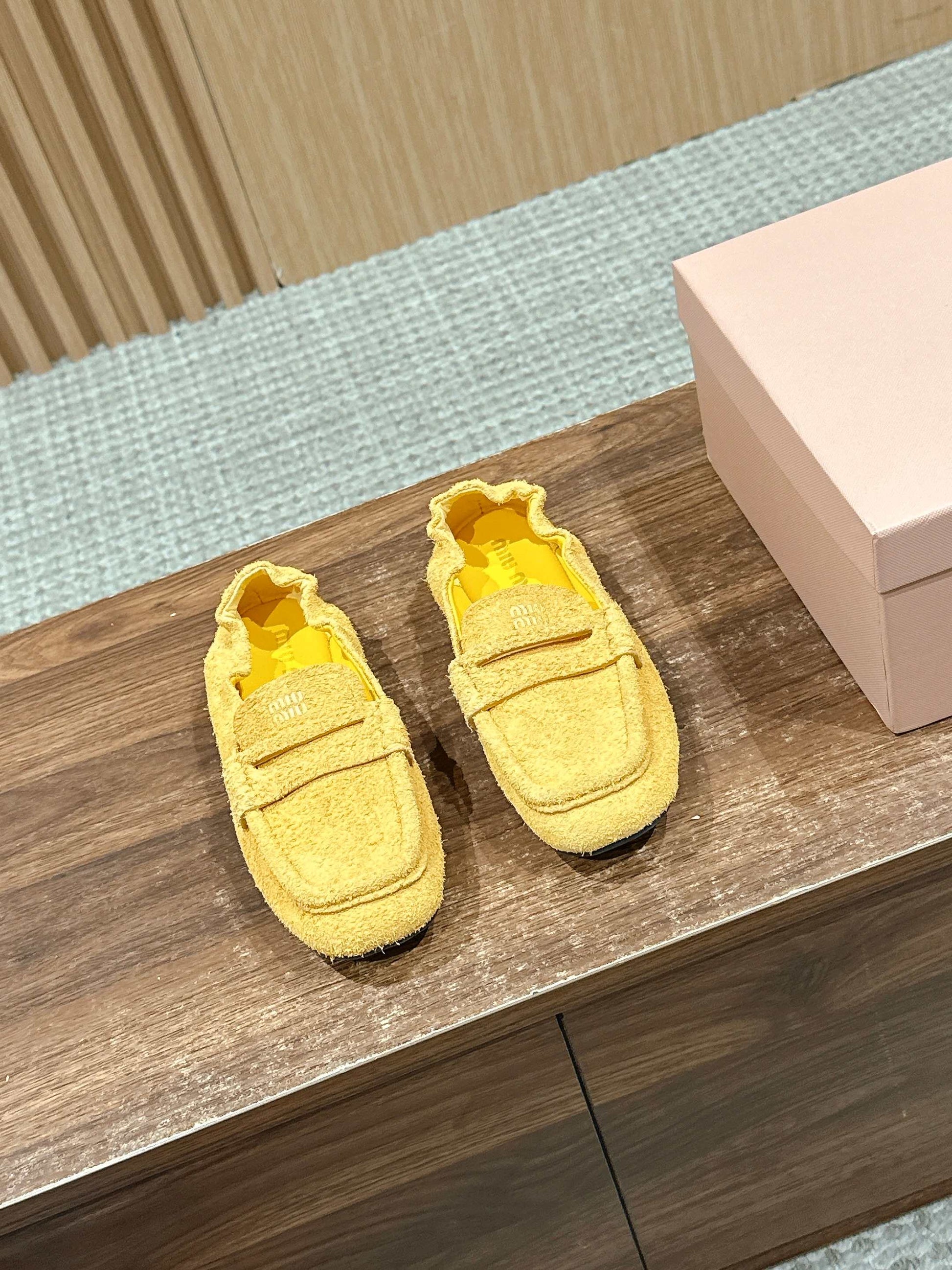 Miu Miu Suede Loafers, Yellow