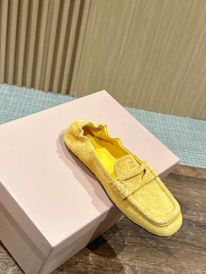 Miu Miu Suede Loafers, Yellow