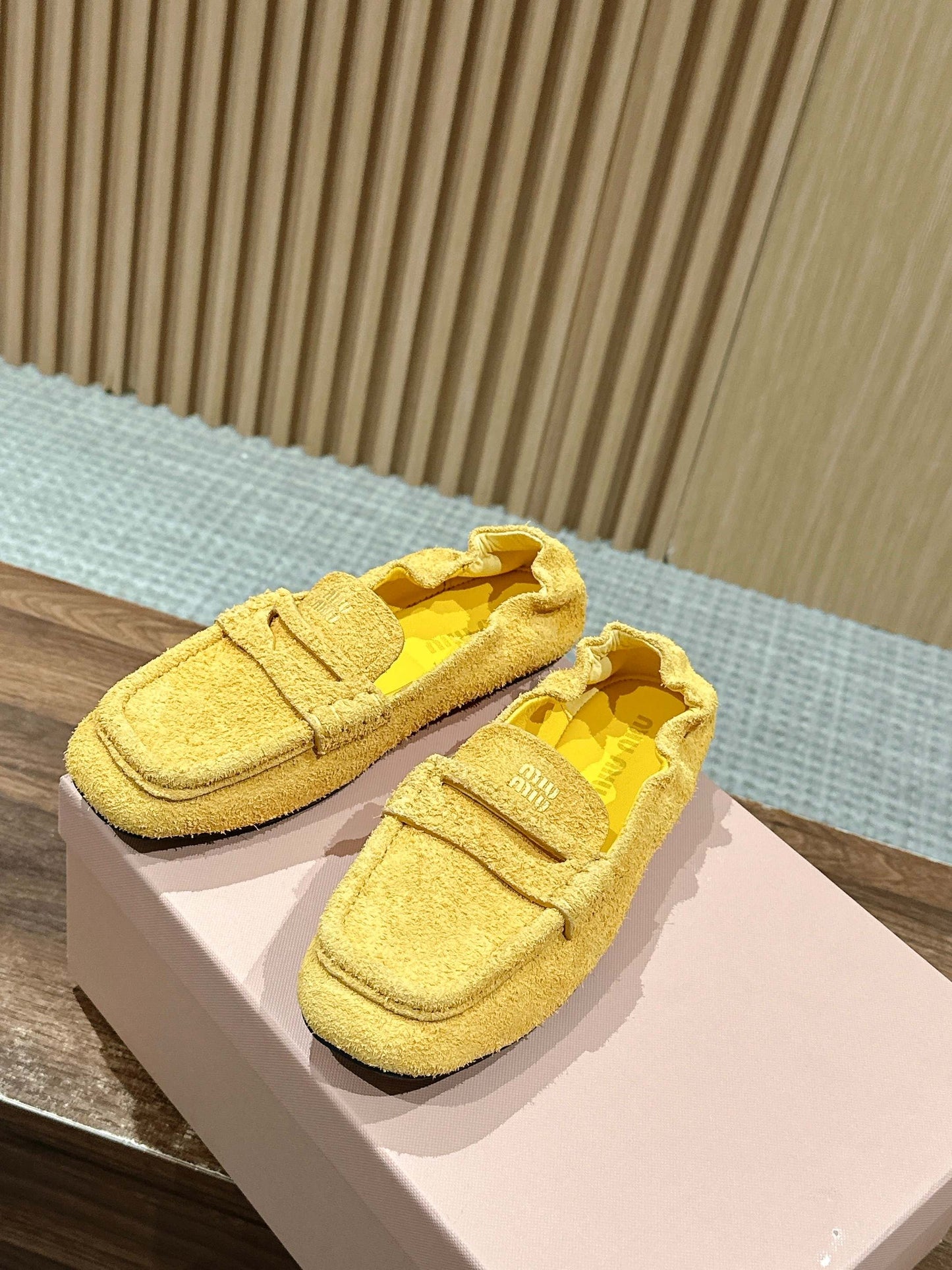 Miu Miu Suede Loafers, Yellow