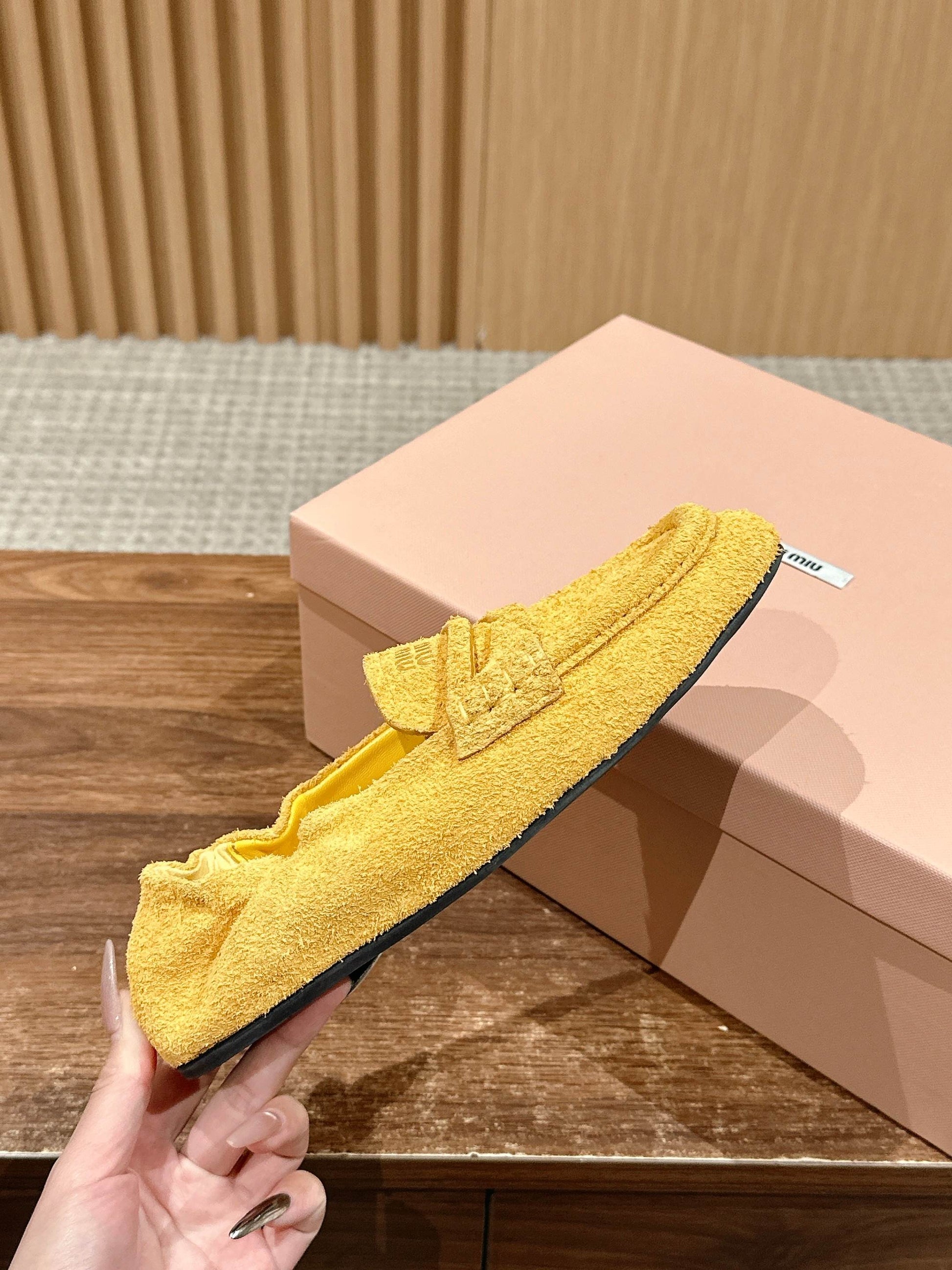 Miu Miu Suede Loafers, Yellow