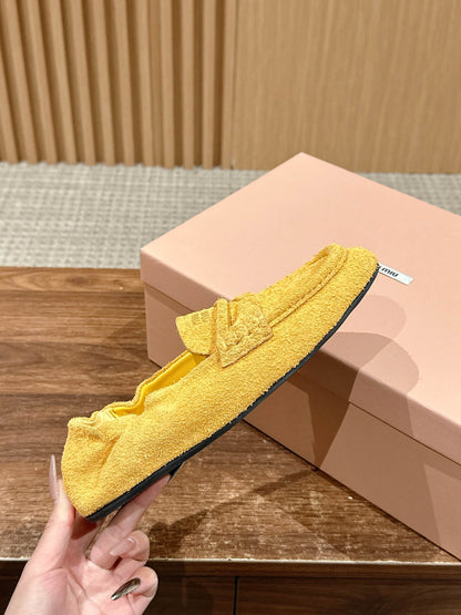 Miu Miu Suede Loafers, Yellow