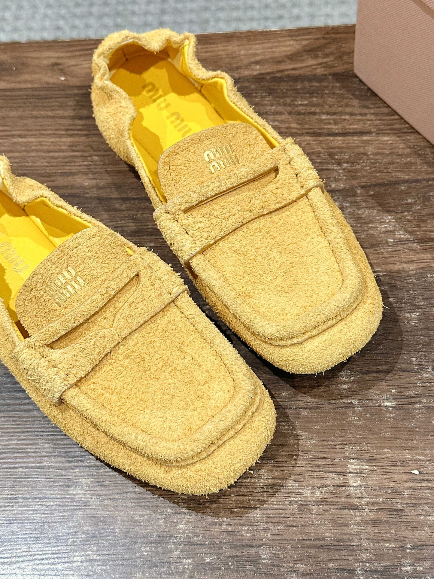Miu Miu Suede Loafers, Yellow