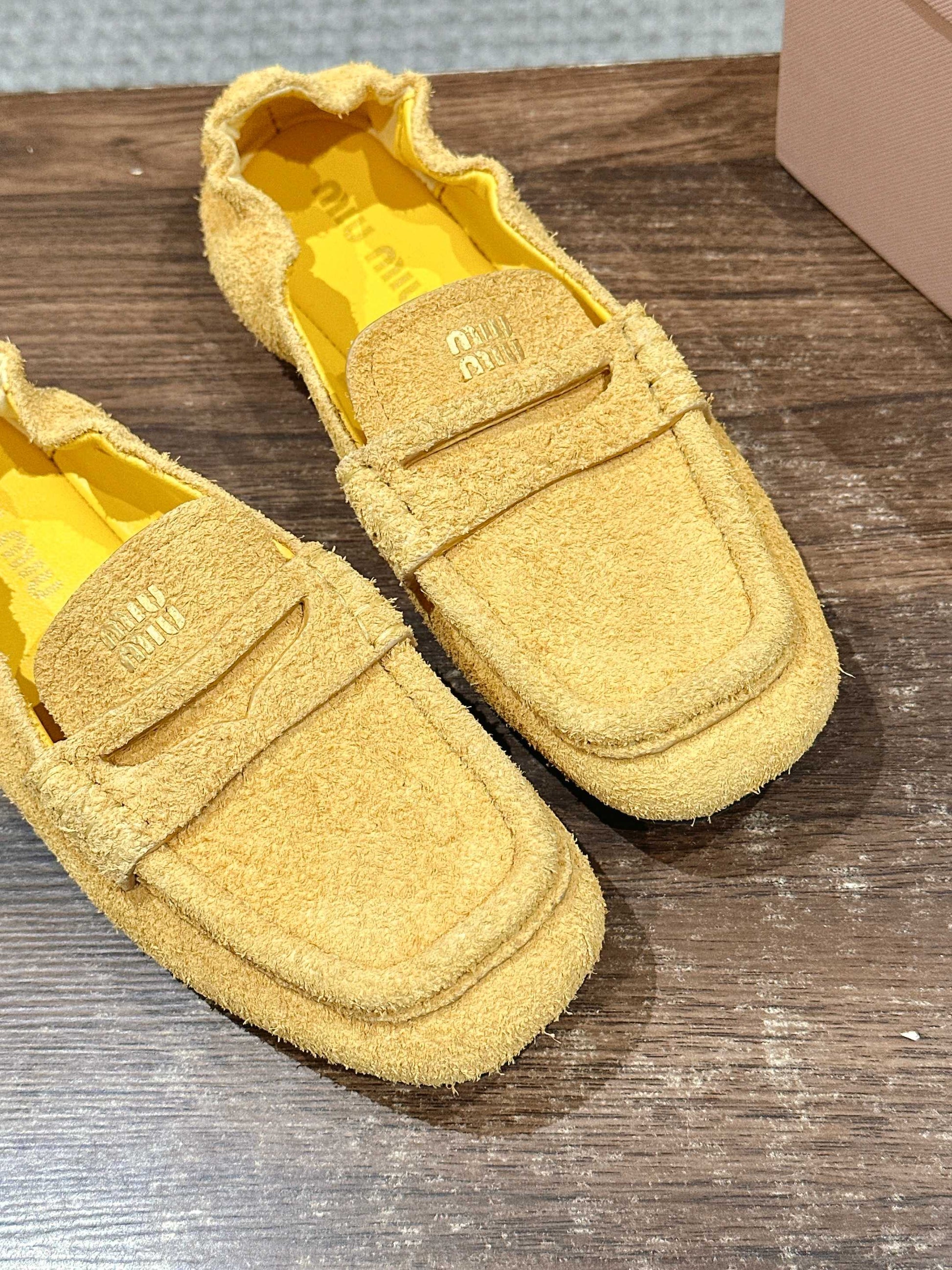 Miu Miu Suede Loafers, Yellow