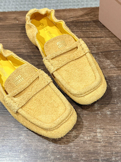 Miu Miu Suede Loafers, Yellow