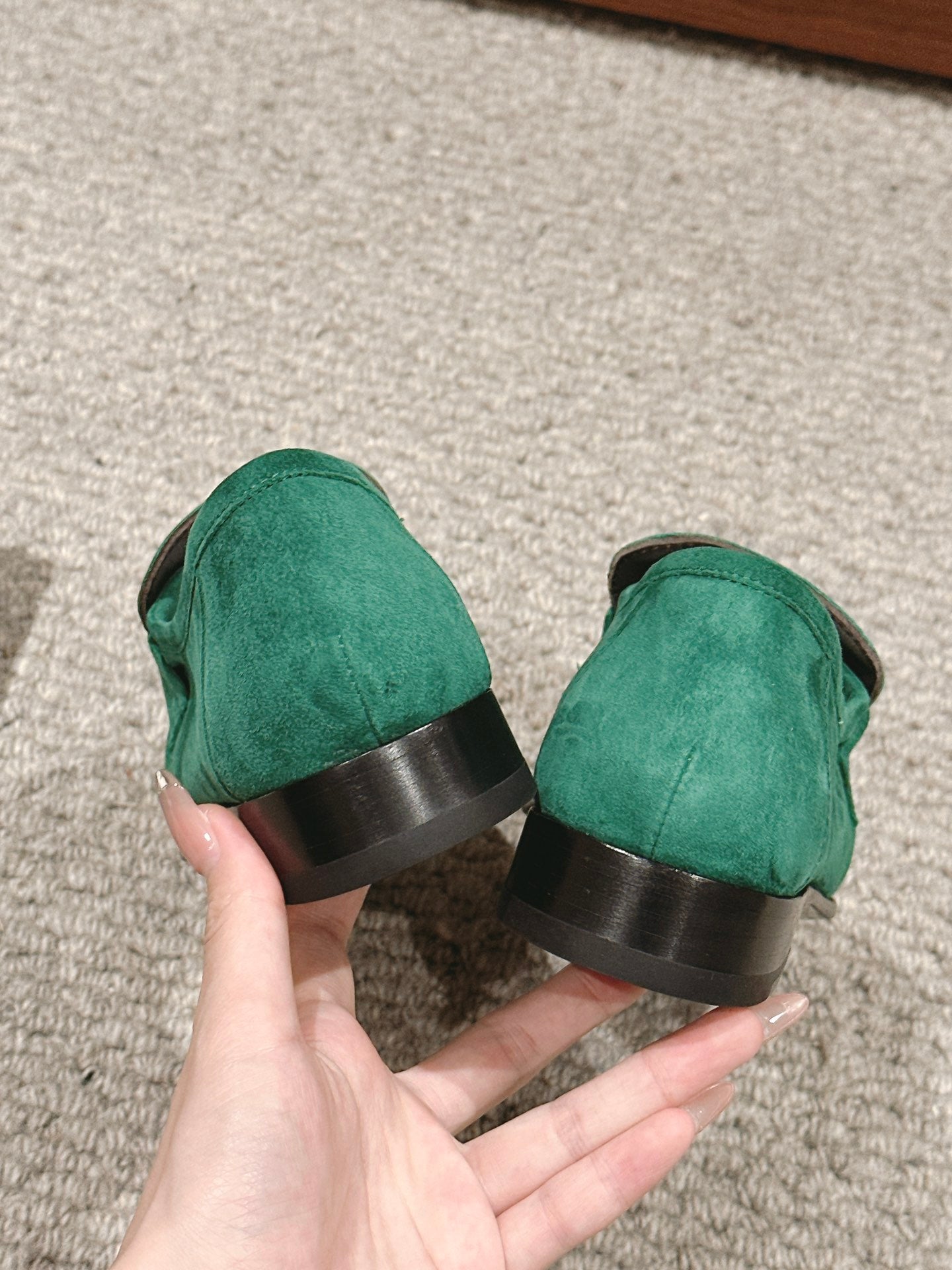 The Row Soft Moccasin in Suede, Green