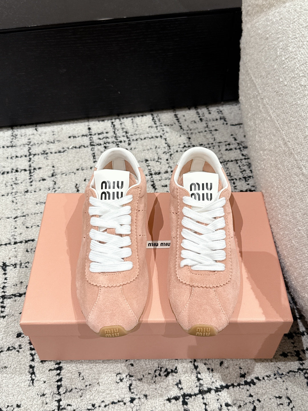 Miu Miu Plume Suede Sneakers, Pink
