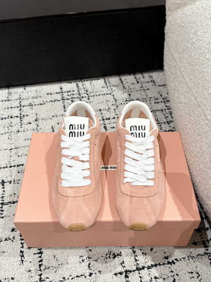 Miu Miu Plume Suede Sneakers, Pink