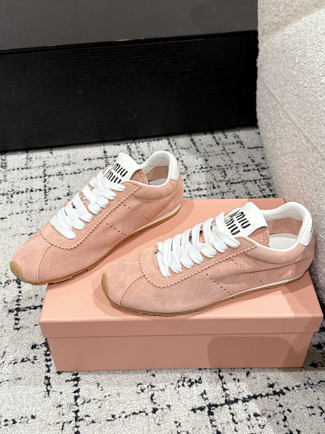 Miu Miu Plume Suede Sneakers, Pink