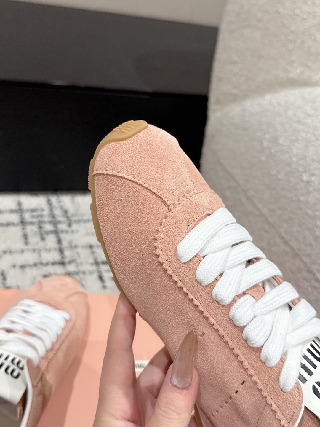 Miu Miu Plume Suede Sneakers, Pink