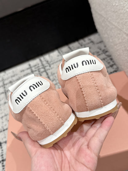 Miu Miu Plume Suede Sneakers, Pink