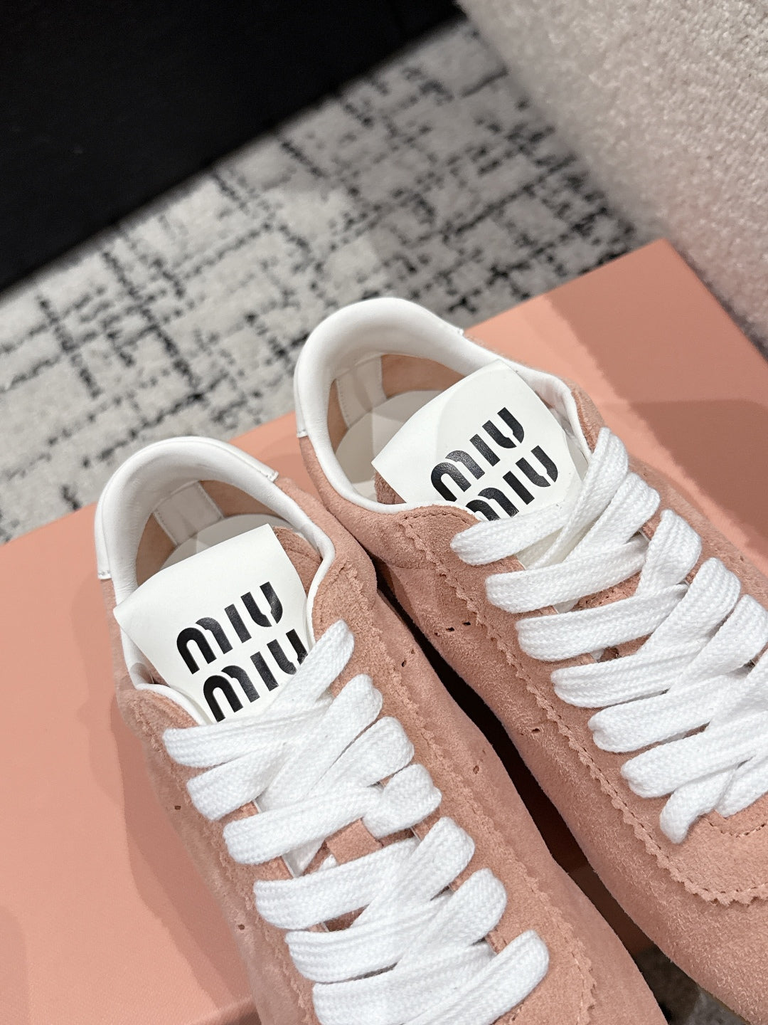 Miu Miu Plume Suede Sneakers, Pink