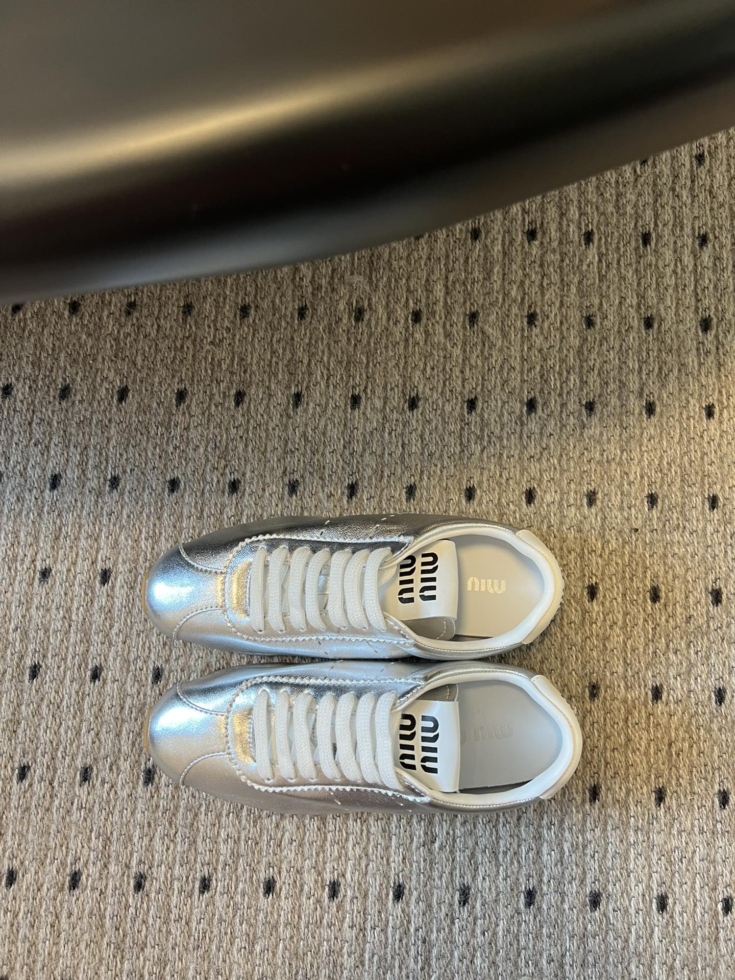 Miu Miu Plume leather Sneakers, Silver