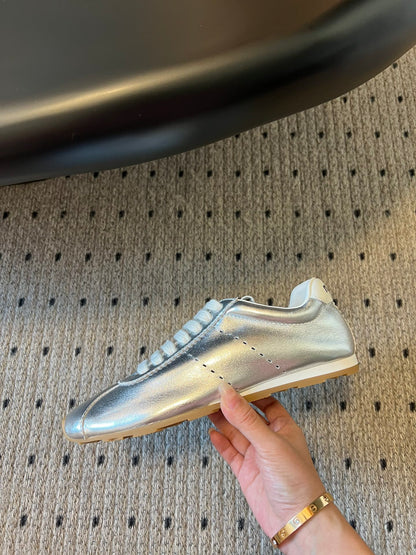 Miu Miu Plume leather Sneakers, Silver
