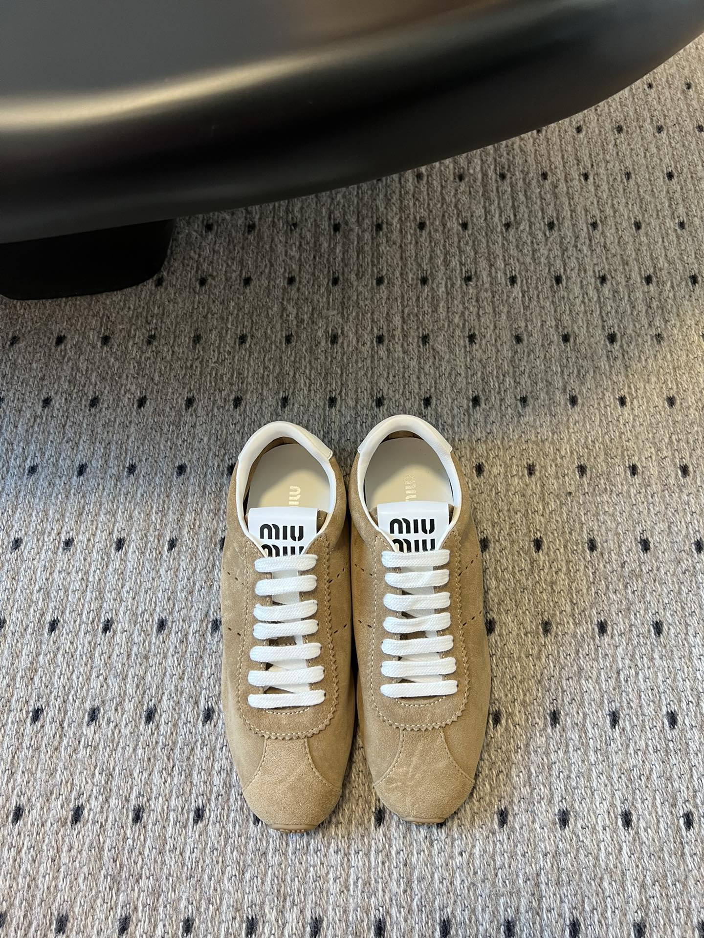 Miu Miu Plume Suede Sneakers, Sand Beige