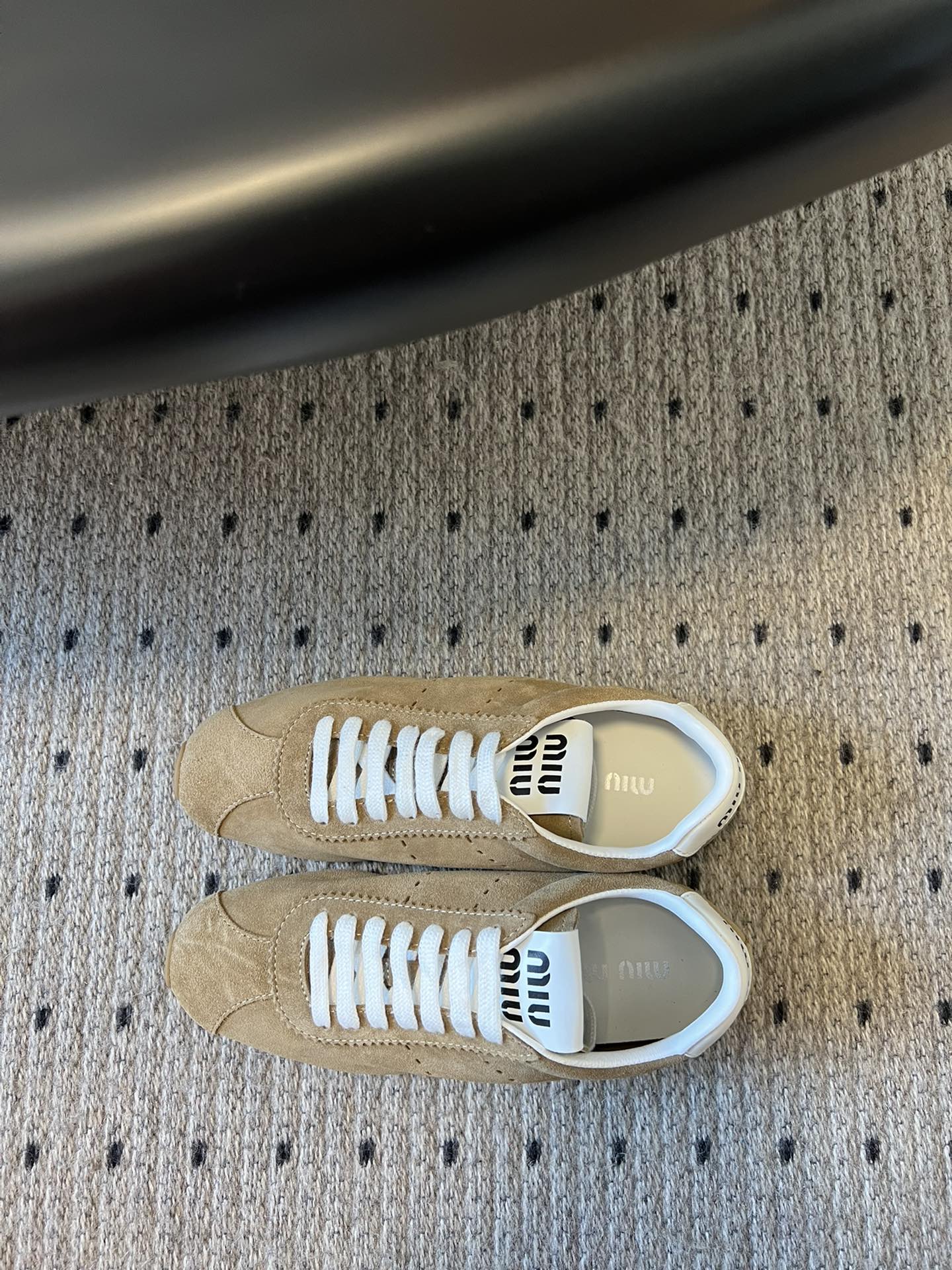 Miu Miu Plume Suede Sneakers, Sand Beige