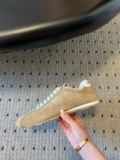 Miu Miu Plume Suede Sneakers, Sand Beige