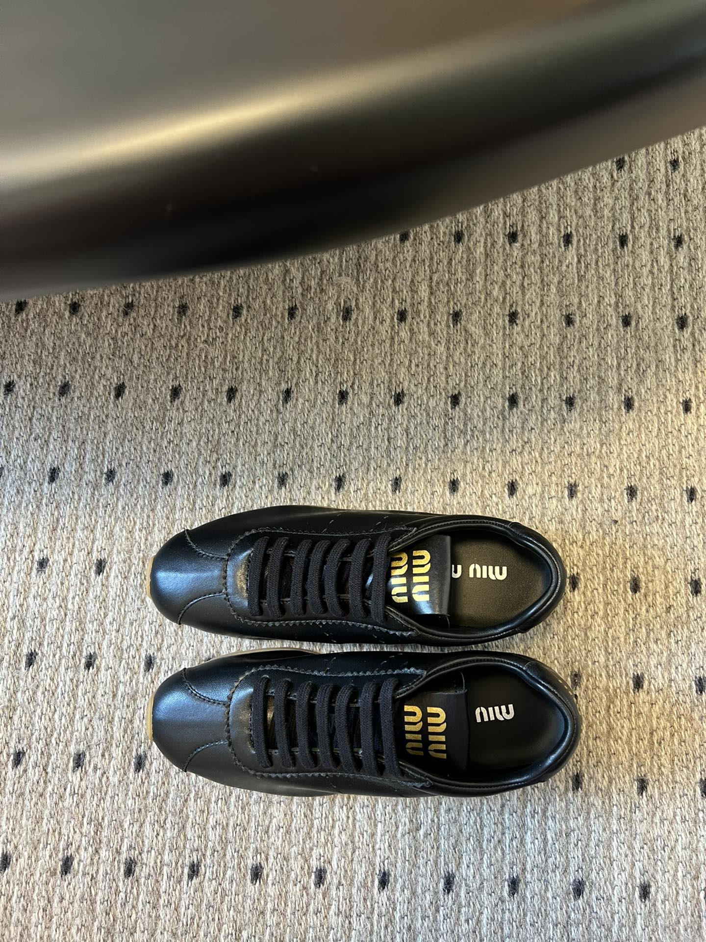 Miu Miu Plume leather Sneakers, Black