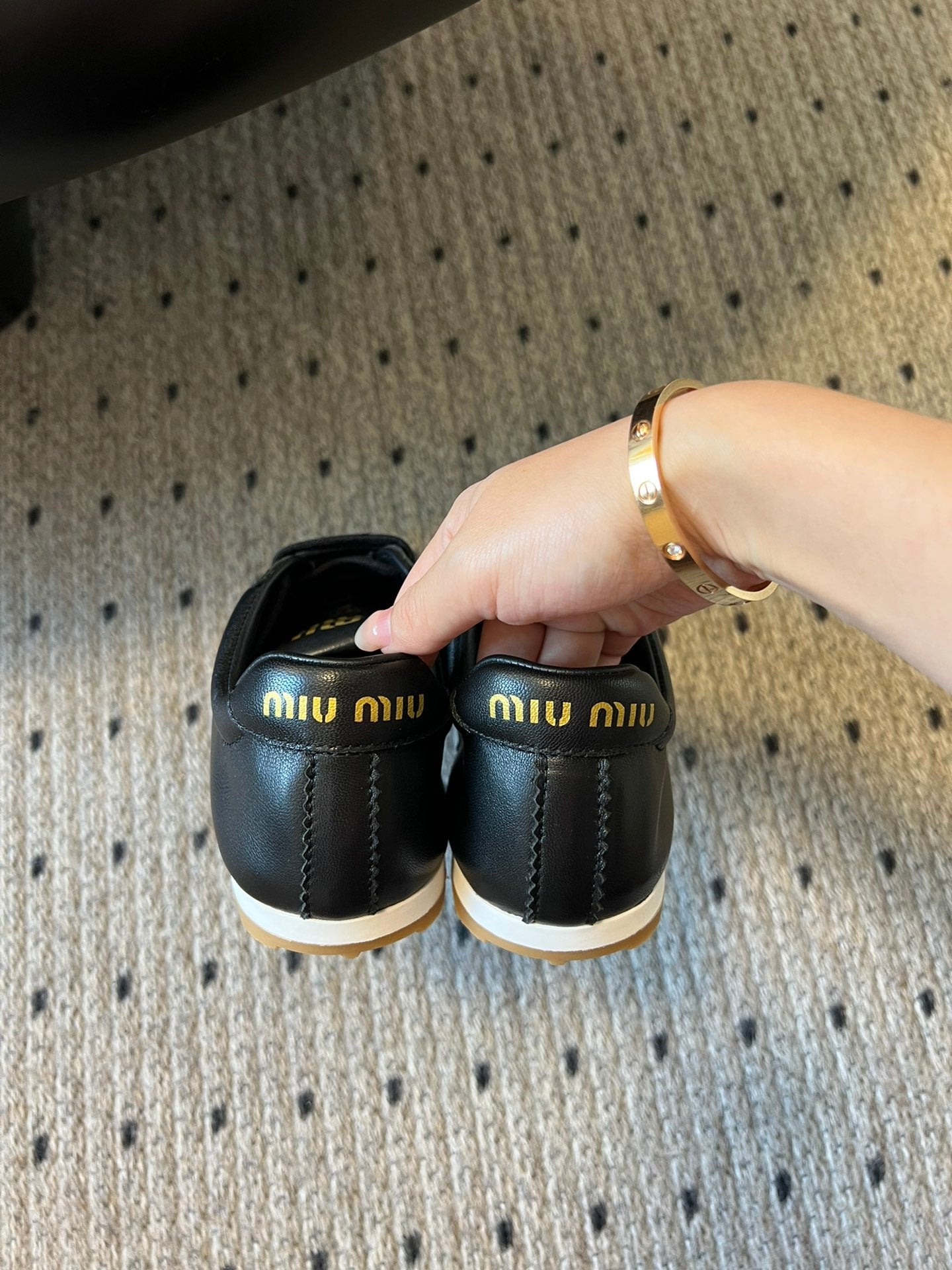 Miu Miu Plume leather Sneakers, Black