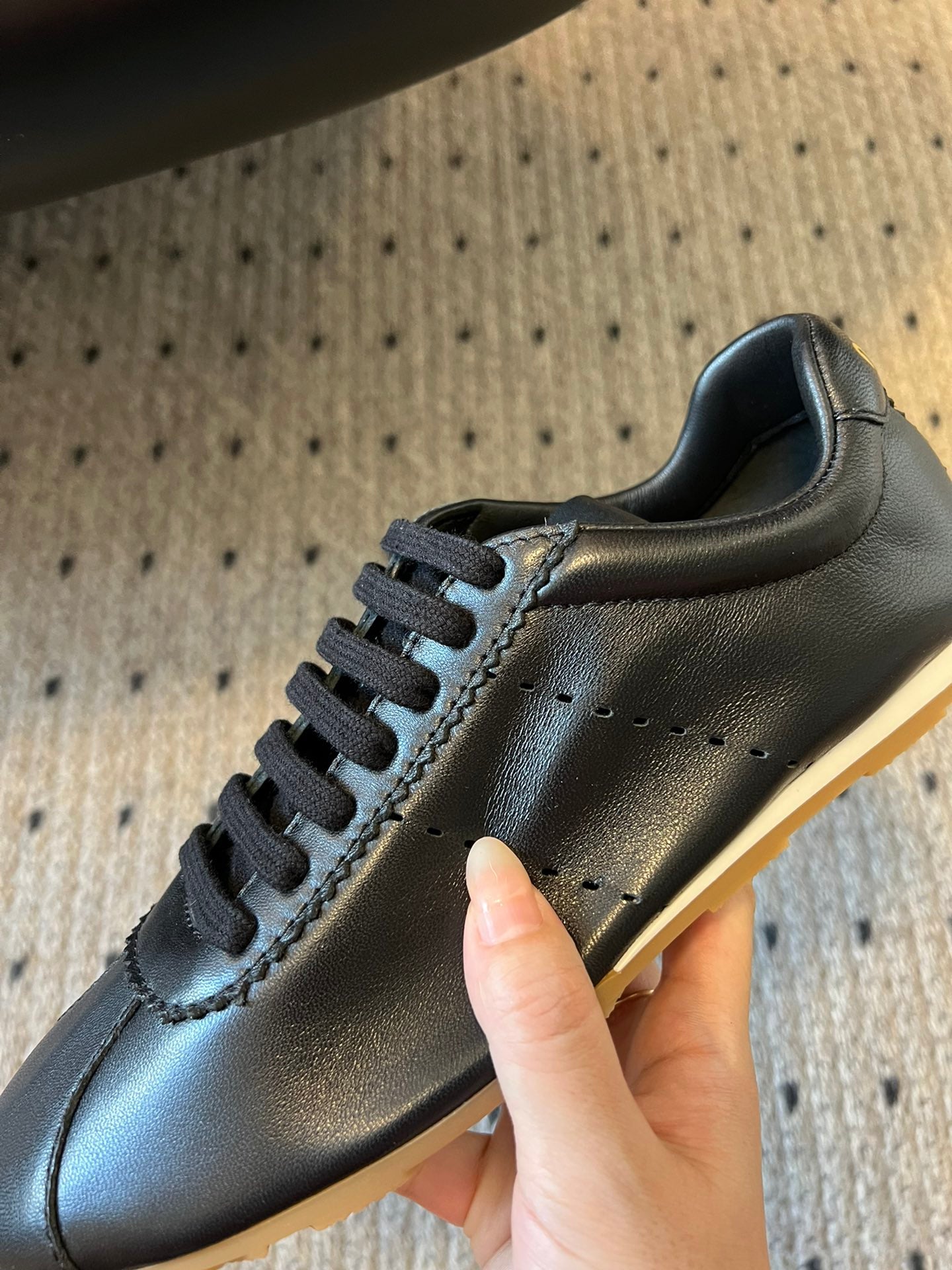 Miu Miu Plume leather Sneakers, Black