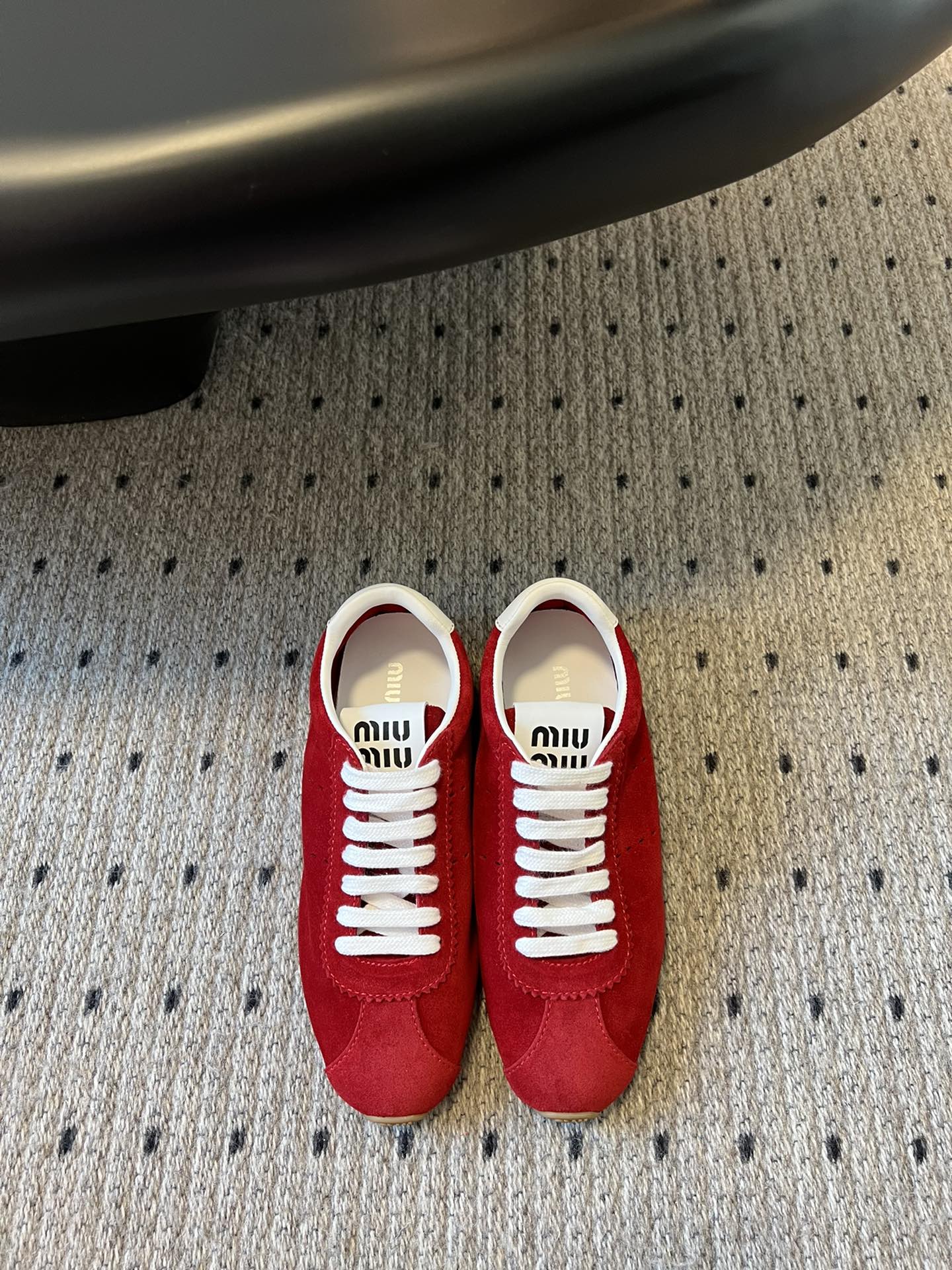 Miu Miu Plume Suede Sneakers, Red