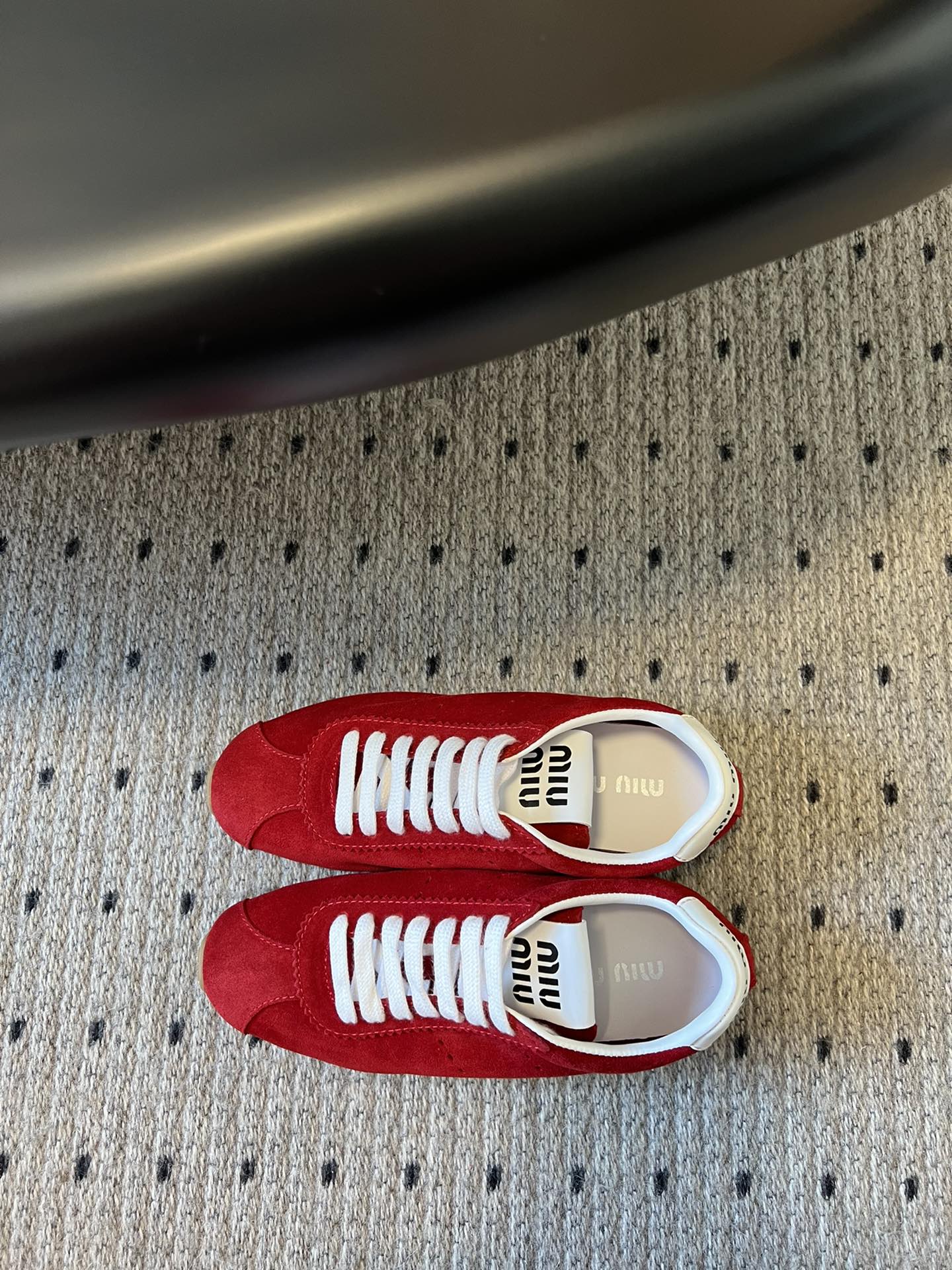 Miu Miu Plume Suede Sneakers, Red