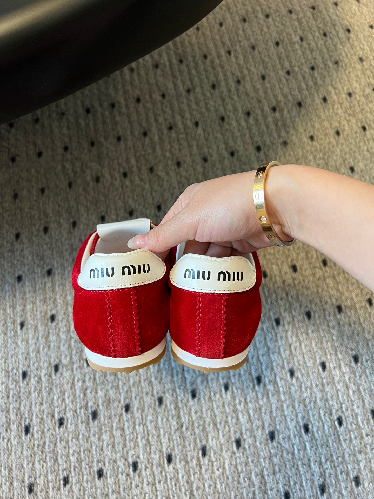 Miu Miu Plume Suede Sneakers, Red