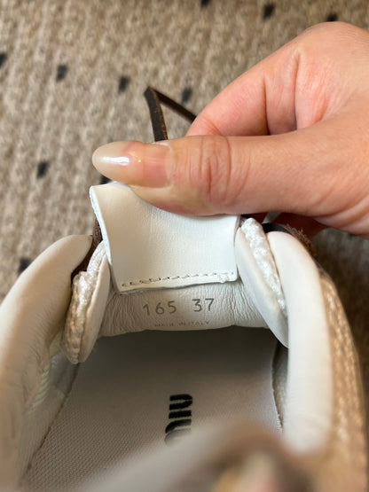 New Balance X Miu Miu 530 SL metallic leather and mesh Sneakers, Silver