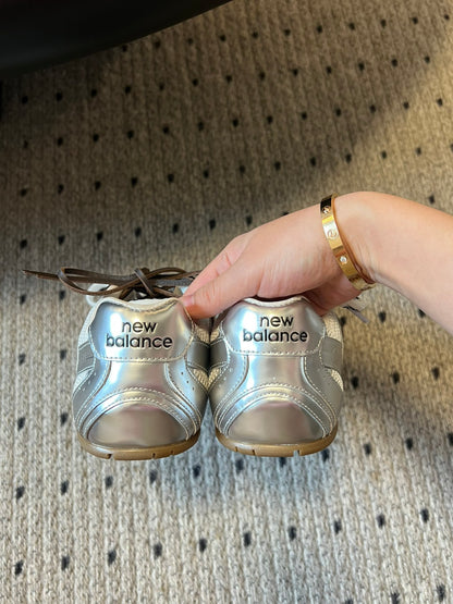 New Balance X Miu Miu 530 SL metallic leather and mesh Sneakers, Silver