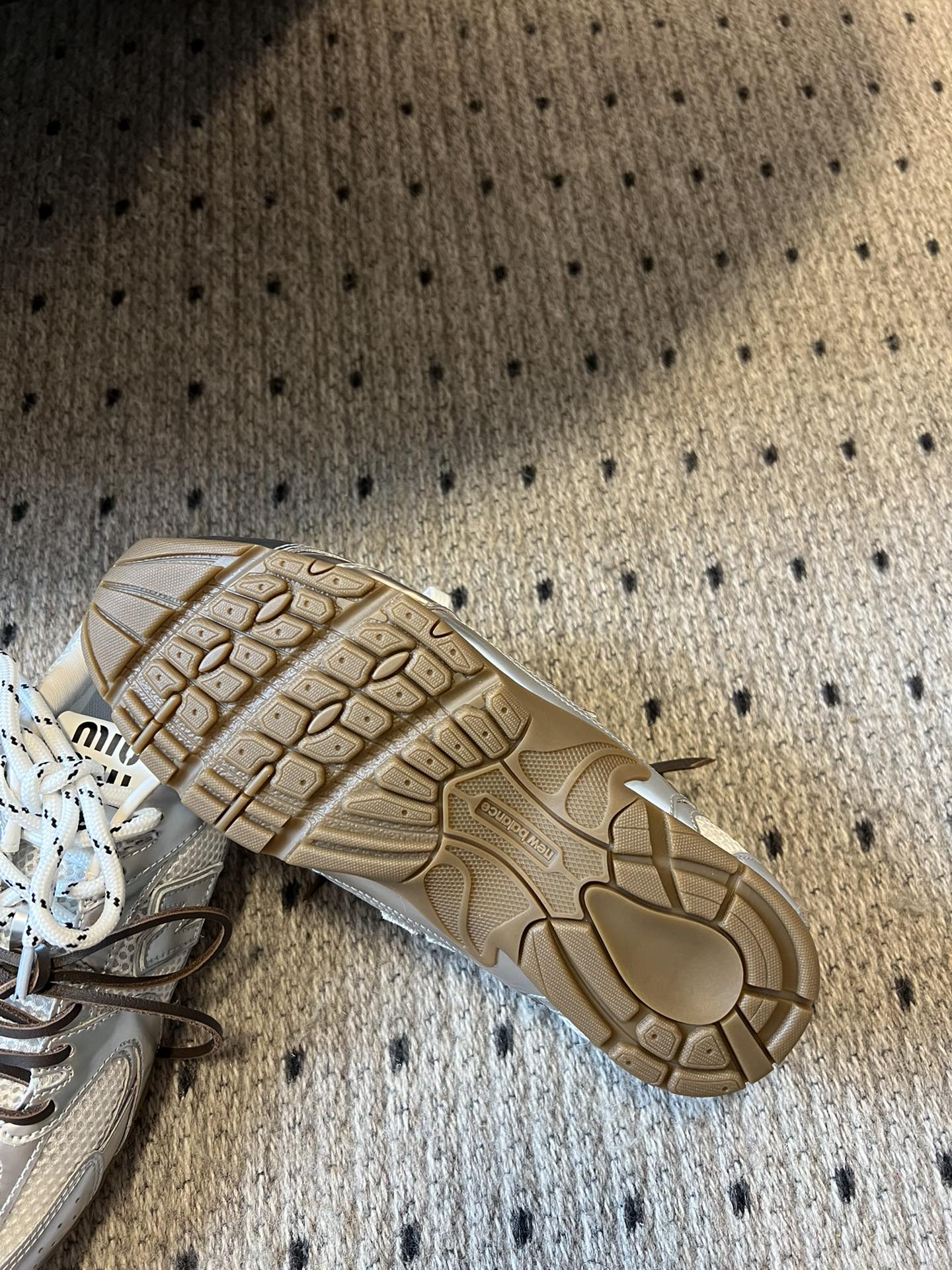 New Balance X Miu Miu 530 SL metallic leather and mesh Sneakers, Silver