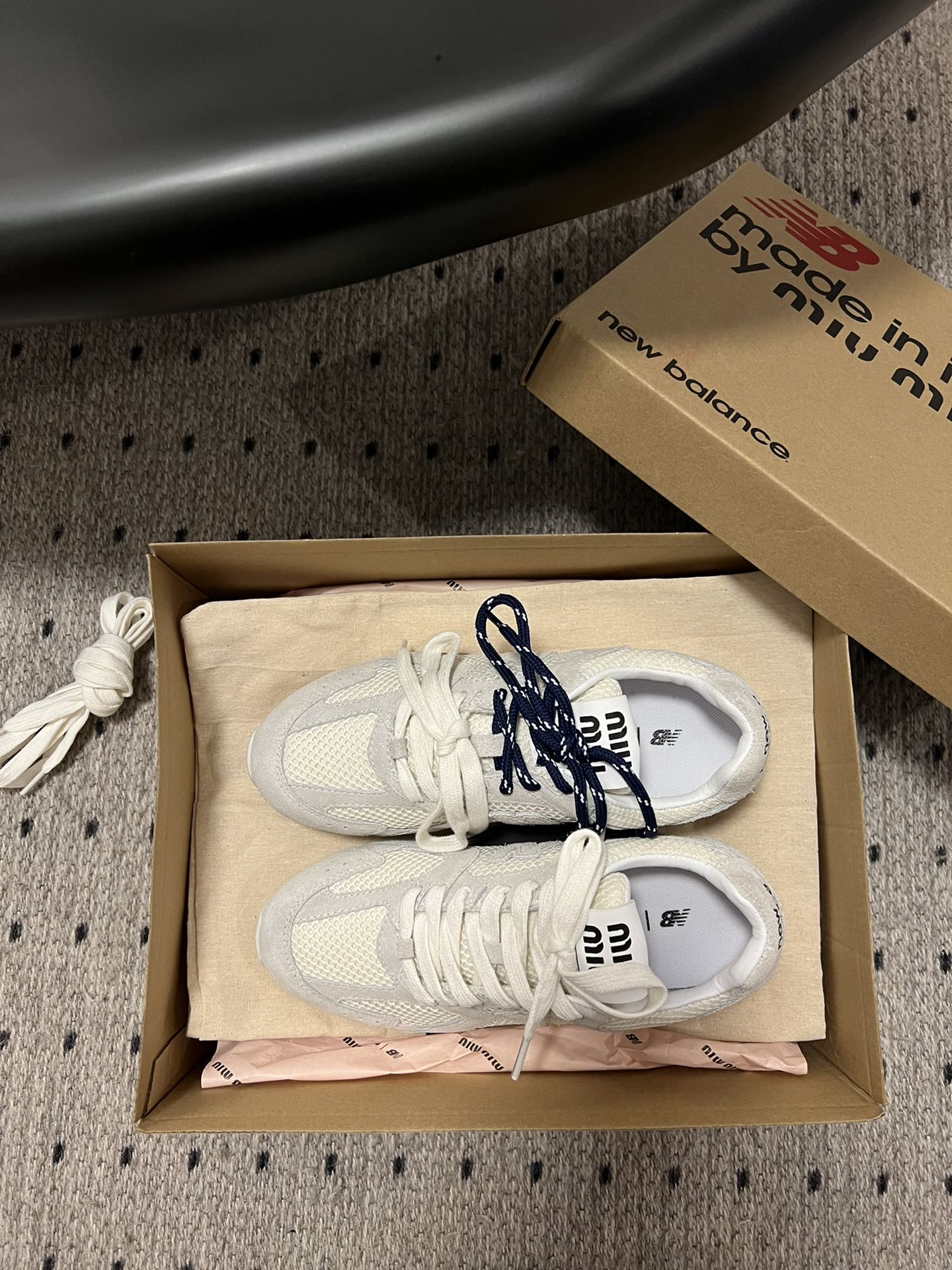 New Balance X Miu Miu 530 SL Suede and mesh Sneakers, White