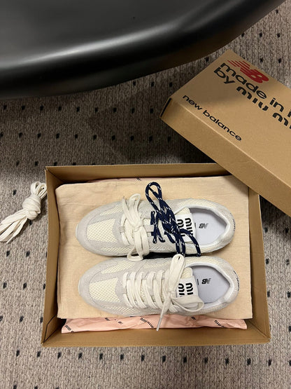 New Balance X Miu Miu 530 SL Suede and mesh Sneakers, White