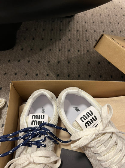 New Balance X Miu Miu 530 SL Suede and mesh Sneakers, White