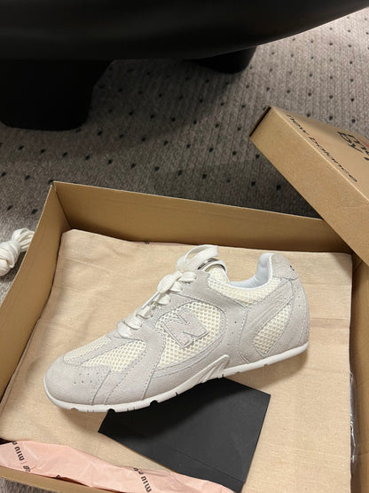 New Balance X Miu Miu 530 SL Suede and mesh Sneakers, White