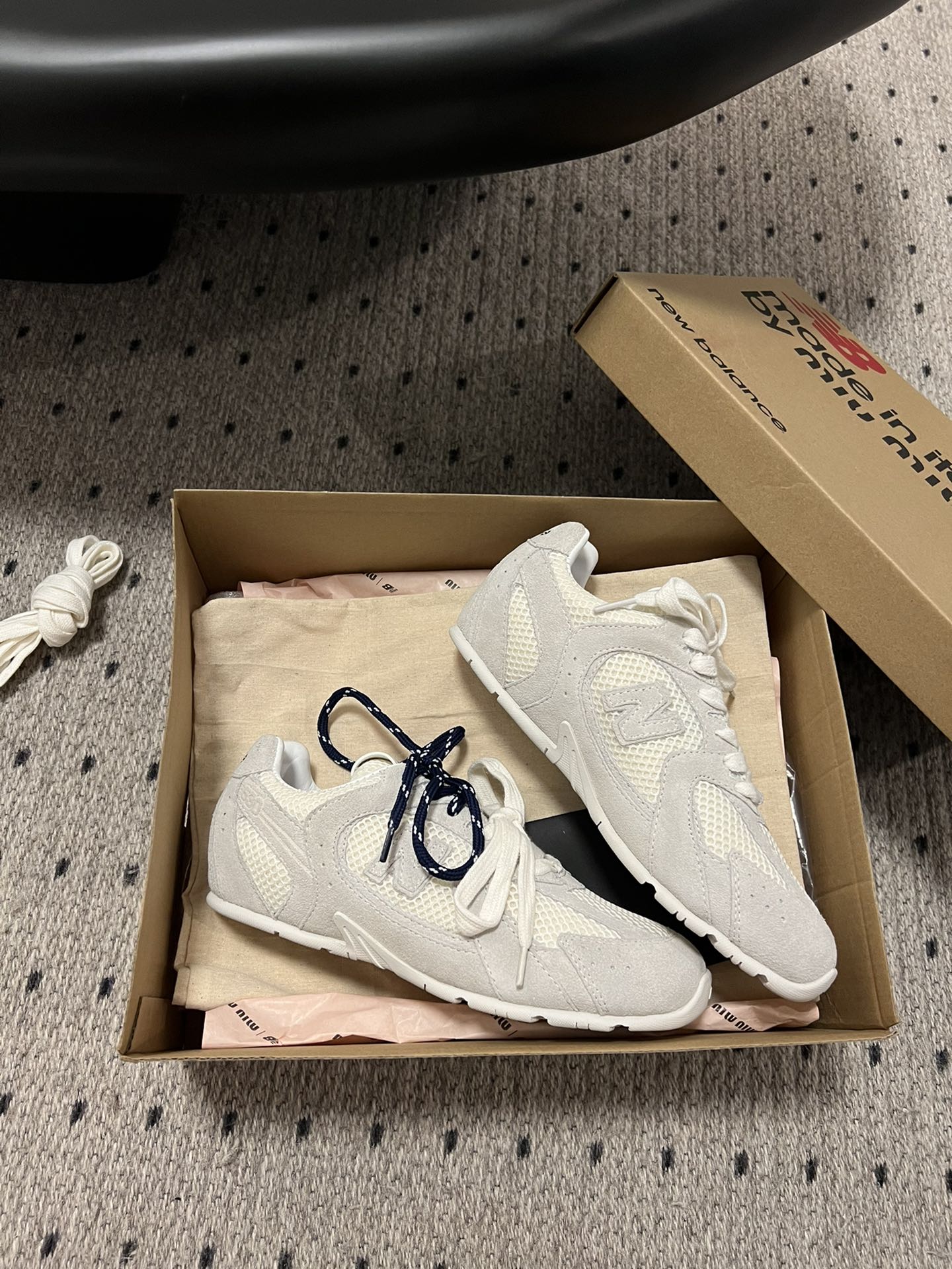 New Balance X Miu Miu 530 SL Suede and mesh Sneakers, White