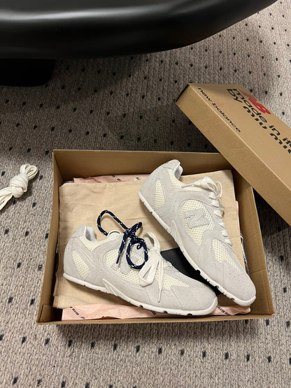 New Balance X Miu Miu 530 SL Suede and mesh Sneakers, White