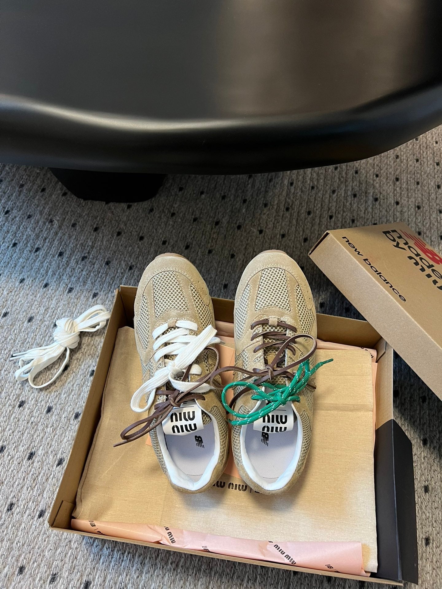 New Balance X Miu Miu 530 SL Suede and mesh Sneakers, Ecru