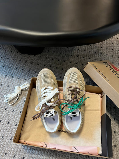 New Balance X Miu Miu 530 SL Suede and mesh Sneakers, Ecru