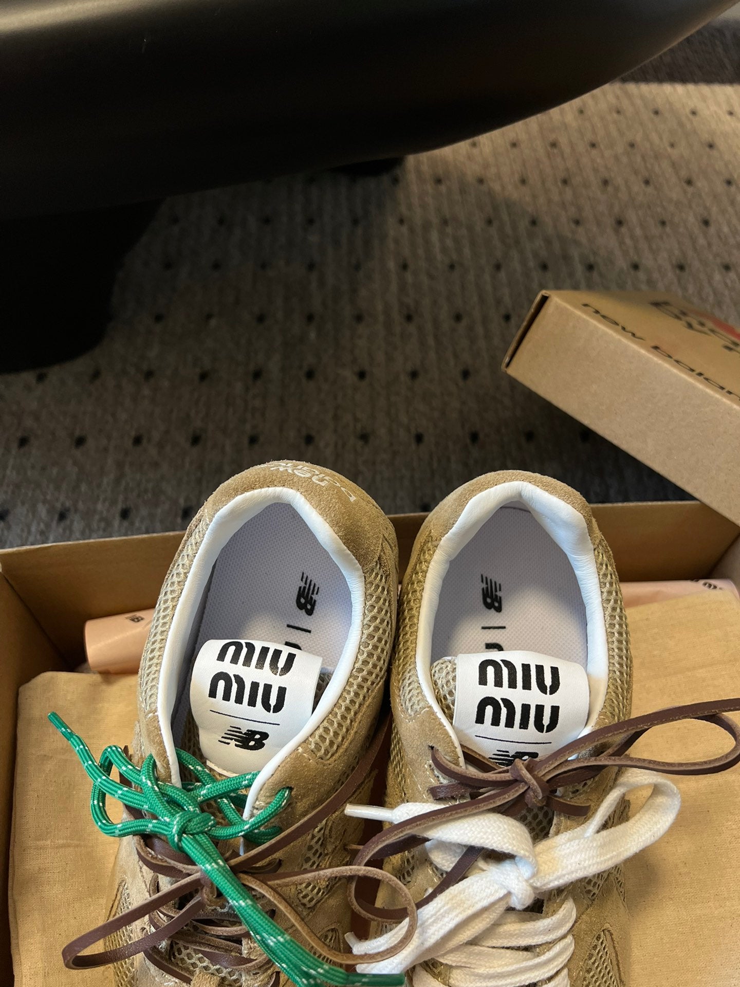 New Balance X Miu Miu 530 SL Suede and mesh Sneakers, Ecru