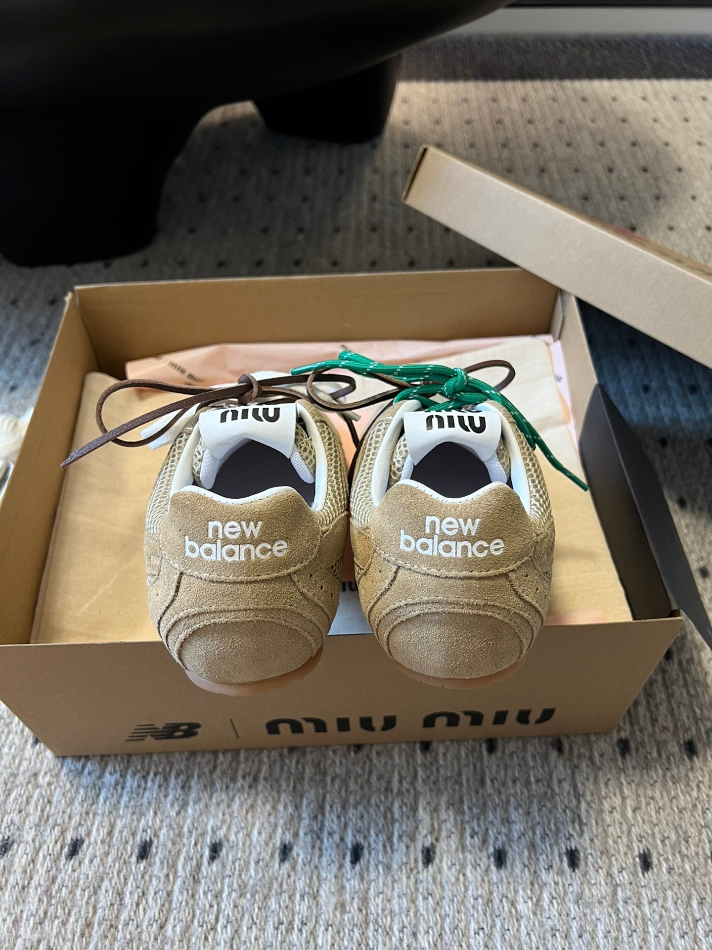 New Balance X Miu Miu 530 SL Suede and mesh Sneakers, Ecru